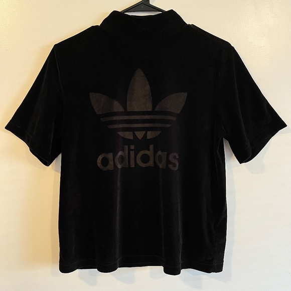 Adidas Originals Velvet Mock Neck T-Shirt - Picture 1 of 2